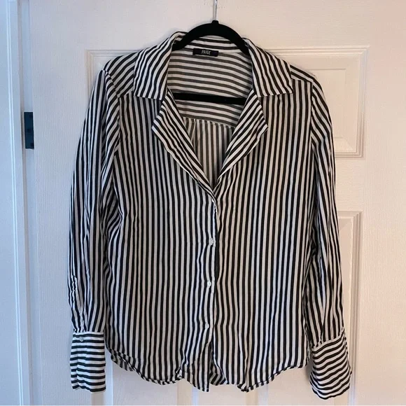 PAIGE Elora Stripe Button-Down Black and White Blouse - Picture 5 of 12